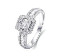 Wycian Anello in oro rosa platino, anello dell'amicizia bianco oro 18 carati, 1 misura 45 (14,3) per donna fidanzamento, 8, Oro bianco 18 carati, Diamante naturale