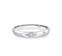 Wycian Anello matrimonio Deco Anello da donna in argento 2,2 mm con stella a sei rami con zirconi taglia per zia alla moda, 14, Argento sterling, Zirconia cubica