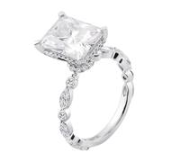 Wycian Anello Nuziale Anelli di Fidanzamento Oro Bianco 14 Carati Moissanite Rettangolo a 4 Griffe con Moissanite da 2 Carati Misurare 15 Moda per Sorella Anniversario Gioielli
