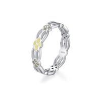 Wycian Anello nuziale da 4 mm, da donna, in argento 925, con zirconi bianchi, con colla gialla, misura 49 (15,6), per donna, 49 (15.6), Argento sterling, Zirconia cubica
