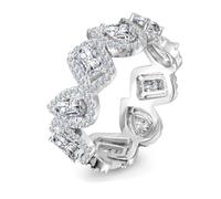 Wycian Anello Nuziale Donna Oro Bianco 18K Anello Fede Donna Nuziale Moissanite Goccia D'Acqua Rettangolare Misurare 22 Moda per Lesbica Nozze Gioielli