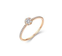 Wycian Anello Oro Rosa Anello Fidanzamento Donna Diamante Oro Rosa 14 Carati Semplice Fiocco di Neve a Forma di Cuore con Diamante Rotondo da 0,2 CT Numero 21 Popolare per Sorella Compleanno Gioielli