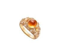 Wycian Anello ovale personalizzato per donna 9K/14K/18K ovale con granato mandarino 1.76CT e diamante taglia K 1/2 solido non placcato popolare per la laurea delle donne, P 1/2, Oro giallo 9 carati