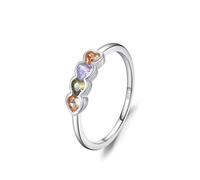 Wycian Anello per partner con Kravur, da donna, 925, 1,1 mm, con zirconi colorati, misura 49 (15,6), per la festa della mamma e del papà, 14 (17,2), Argento sterling, Zirconia cubica