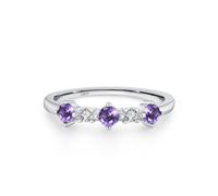 Wycian Anello per partner da donna, in argento 925, 1,2 mm, con zirconi, stile elegante, misura 49 (15,6), per donna, 14 (17,2), Argento sterling, Zirconia cubica