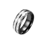 Wycian Anello per partner in titanio e acciaio inox, nero, misura 60 (19,1), 8 mm, tappetino geometrico personalizzato per la festa della mamma e del papà, 20 (19,1), Acciaio inossidabile, Nessuna