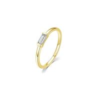 Wycian Anello promise per anelli da donna in oro giallo 9 K/14 carati Au375/Au585, forma rettangolare, moissanite, 10 (15,9), oro giallo 9 K, Moissanite