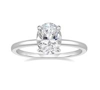 Wycian Anello promise per Her Moissanite, 9 K/14 K, Au375/Au585, 8 x 10 mm, forma ovale, moissanite, idea regalo, 49 (15.6), Oro bianco 14 carati, Moissanite