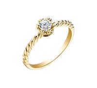 Wycian Anello Uomo Brillanti Anelli Donna Oro Giallo 18K Vero con Diamante da 0,1 CT Numero 18,5 Solido Non Placcato Moda per Sorella Capodanno Gioielli