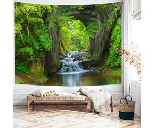 Wycian arazzo murale verde XXL fiume foresta cascata