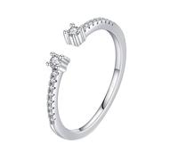 Wycian Argento Sterling S925 Anelli Regolabili con Zirconeper Donna, Semplice aperto regolabile Argento Anelli di Fidanzamento Taglia 9