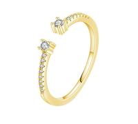 Wycian Argento Sterling S925 Anello in Argento Regolabile con Zirconeper Donna, Semplice aperto regolabile Oro Anello Nuziale Taglia 9