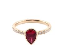 Wycian Bff Ring Engagement Ring For Women 18 K Gold Ruby Creato lacrima misura 56 (17,8), semplice da donna incisione