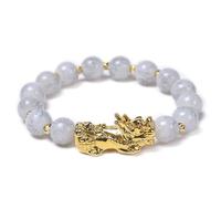 Wycian Braccialetto placcato oro, braccialetti di cristallo perline cubiche zirconi rossi Pixiu perline pietre naturali per balli di fine anno yoga braccialetti perline, 10 mm, Zirconia cubica