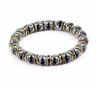 Wycian Bracciali da uomo in oro con zirconia cubica, perline rotonde colorate bianche, perline elastiche per yoga, pietre naturali per laurea, 1 pezzo, bead, Zirconia cubica