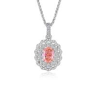 Wycian Collana con ciondolo da donna, creata in laboratorio Padparadscha, con simbolo dell'infinito, in oro bianco, con pavé di fiori, 40 + 5 cm