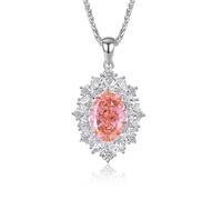 Wycian Collana con simbolo dell'infinito, in oro bianco, da donna, creata in laboratorio, Padparadscha, grande ciondolo, collana per lei, 40 + 5 cm