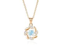 Wycian Collana in oro per ciondolo da donna, con topazio blu e diamante, simbolo dell'infinito, in oro bianco 9 carati, 40 + 5 cm