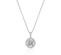 Wycian Collane da donna alla moda oro, collana madre della sposa semplice pavé alone e pavé cauzione per lei oro bianco/platino, 40+5 cm/15,7+4,8 cm, Created Diamond, Oro Bianco, Diamante sintetico