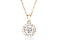 Wycian Collane da donna in oro 14 carati con moissanite bianca, collana madre della sposa con cerchio galleggiante per lei in oro rosa 14 carati, 40 + 5 cm