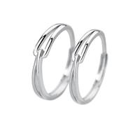 Wycian Coppia di anelli per lui e per lei, in argento 925, con chiusura a cavo, regolabile, alla moda, unisex, per sorella, Verstellbar, Argento sterling, Nessuna pietra preziosa