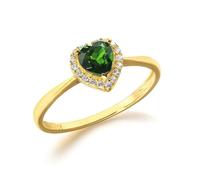 Wycian Cubic-Zirconiabague Blu, Fede nuziale Moissanite da donna a forma di cuore con zirconi bianchi per la festa della mamma, 46.5, Argento sterling, Diopside