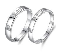 Wycian Engagement Ring For Men - Anello da donna in argento 925, con zirconi, regolabile, alla moda, per coppia, unisex, sorella, Verstellbar, argento sterling S925, Zirconia cubica