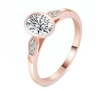 Wycian Fede Nuziale Anello con La Pietra Moissanite Oro Rosa 18 Carati con Moissanite da 2 Carati di Forma Ovale Misurare 22 Moderno per Sorella Ringraziamento Gioielli