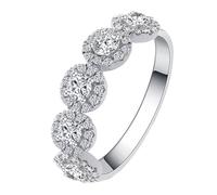 Wycian Fede Nuziale Anello di Fidanzamento Donna Oro Bianco 14 Carati Moissanite Elegante Misurare 9 Popolare per Zia Nozze Gioielli