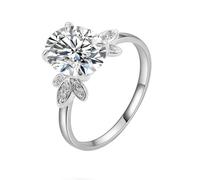 Wycian Fede Nuziale Anello Fidanzamento Donna Oro Bianco 14 Carati Moissanite Moissanite Ovale a Fiore 2CT Misurare 9 Moda per Signore Fidanzamento Gioielli