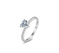 Wycian Fede nuziale da donna singola, in argento 925, 1,7 mm, zirconi solitari con anello semi-eternity, misura 49 (15,6), per ballo di fine anno, 57 (18.1), Argento sterling, Zirconia cubica