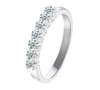 Wycian Fede nuziale naturale da donna, in argento bianco 9K, moissanite, rotonda, con moissanite, misura 47 (15,0), popolare per lesbiche, festa della mamma, incisione