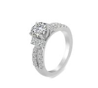 Wycian Fedi Nuziali Anelli Oro Bianco Donna 18Kt 750 Moissanite con Moissanite a Forma Rotonda a 4 Punte da 1 Carato Misurare 15 Aggiornamento 3.0 per Moglie San Valentino Gioielli