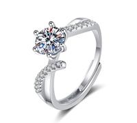 Wycian Fedi Nuziali Classiche Oro Bianco 18K Anello Fede Donna Nuziale Moissanite Forma a X con Sei Artigli Misurare 8 Aggiornamento 3.0 per Moglie Nozze Gioielli