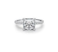Wycian Fedi nuziali decorative in oro bianco 9 K/14 K, Au375/Au585, 8 x 8 mm, forma principessa, quarzo rosa, anello per la mamma, semplice idea regalo, 16 (17,8), Oro bianco 9 K, Quarzo rosé