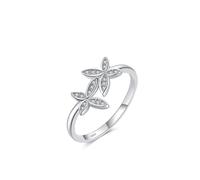 Wycian Fedi nuziali lesbiche anello di fidanzamento da donna 925 1,7 mm zirconi due farfalle misura 49 (15,6) per donna festa della mamma, 14 (17,2), Argento sterling, Zirconia cubica