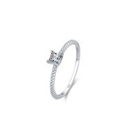 Wycian Fedi nuziali lesbiche da donna anelli 925 1,1 mm zirconi eterni con solitario quadrato misura 49 (15,6) per ballo di fine anno, 14 (17,2), Argento sterling, Zirconia cubica