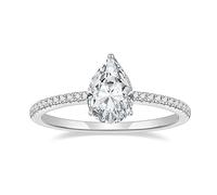 Wycian Fedi nuziali lesbiche moissanite anello nuziale 9 K/14 K Au375/Au585 7 x 10 mm a forma di pera moissanite anello per sorella moderno gioielli regalo, 62 (19.7), Oro bianco 9 K, Moissanite
