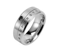 Wycian Fedine Fidanzamento Coppia Incisione, Anello Fidanzamento Argento Titanio Taglia 25 Girevole con Numero e Lettera Engraved Regalo per Madre
