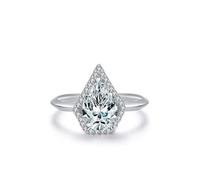 Wycian Les Anelli Donna Anello Argento 1,8 mm Halo a Forma di Goccia, Misura per zia Popolare, 59, Argento sterling, Zirconia cubica
