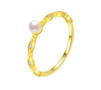 Wycian Moissanite Anello a fascia in oro giallo 9/14 K Au375/Au585 Dimensioni Bianco Rettangolo Moissanite Impilabile per Madre Moderno, L 1/2, Oro giallo, Perla