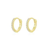 Wycian Orecchini a cerchio piccoli da donna con diamanti bianchi, semplici ed eterni, in vero oro, 13,5 mm, oro giallo 9 carati, Creazione di diamanti