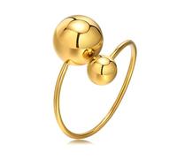 Wycian Promessa di Matrimonio, Anello Oro Vintage Titanio Taglia 17 Perle Rotonde Piccole e Grandi Personalized Regalo per Migliore Amico Birthday Gioielli