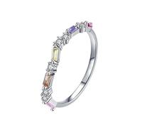 Wycian Promise Anello bff con zirconi 9 K/14 K, Au375/Au585, 1,45 mm, forma rettangolare, idea regalo, 10 (15,9), Oro bianco 9 K, Zirconia cubica