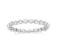 Wycian Promise Anello con incisione Moissanite, 9 K/14 K, Au375/Au585, 2 x 2 mm, forma rotonda, moissanite, idea regalo, 20 (19,1), Oro bianco 9 K, Moissanite