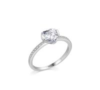 Wycian Promise Anello da donna in argento 925, 1,7 mm, con zirconi solitari a forma di cuore, misura 49 (15,6), per ballo di fine anno, 20 (19,1), Argento sterling, Zirconia cubica