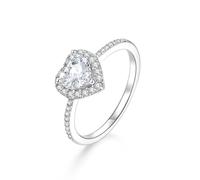 Wycian Promise Anello da donna in argento con pietra 9 K/14 K, Au375/Au585, 6 x 6 mm, a forma di cuore, moissanite, idea regalo, 14 (17,2), Oro bianco 14 carati, Moissanite