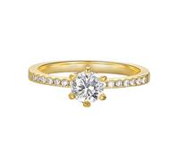 Wycian Promise Anello da donna in oro giallo 9/14 carati, Au375/Au585, forma rotonda, moissanite, per lesbiche, gioielli classici, 49 (15.6), Oro giallo 14 carati, Moissanite