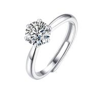 Wycian Promise Anello da donna Moissanite, 9 K/14 K, Au375/Au585, 6,5 mm, forma rotonda, moissanite, idea regalo, 21 (19,4), Oro bianco 14 carati, Moissanite