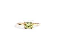 Wycian Promise Anello di fidanzamento da donna, anallergico, in oro giallo 9 K/14 carati, Au375/Au585, forma rettangolare, peridoto, 45 (14.3), Oro giallo 14 carati, Peridoto